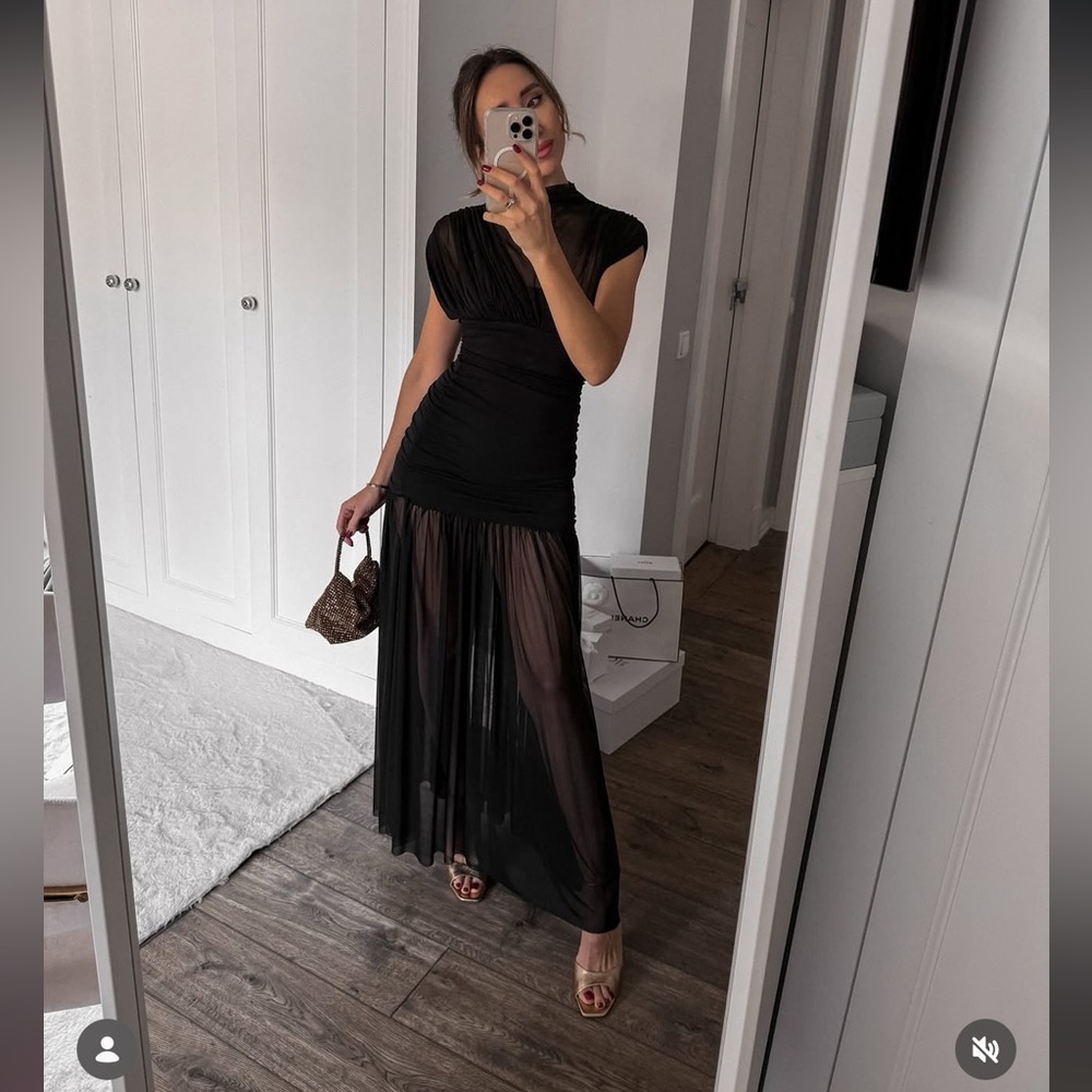 ZARA COMBINED DRAPED MIDI DRESS - Picture 3 of 16